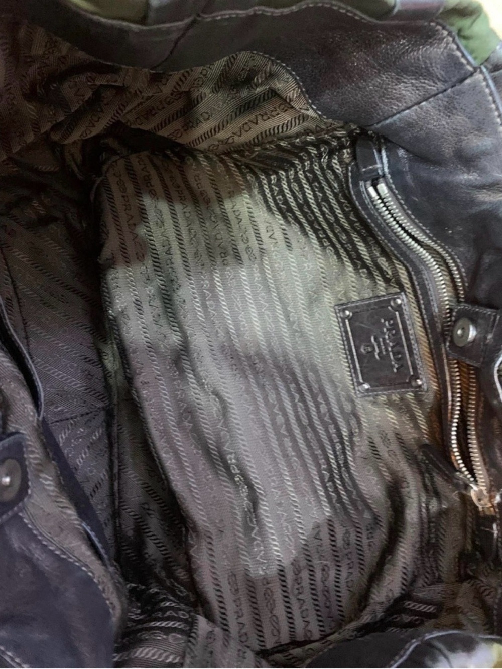 Prada Olive Green Tote with Brown Leather Straps - Picture 10 of 13
